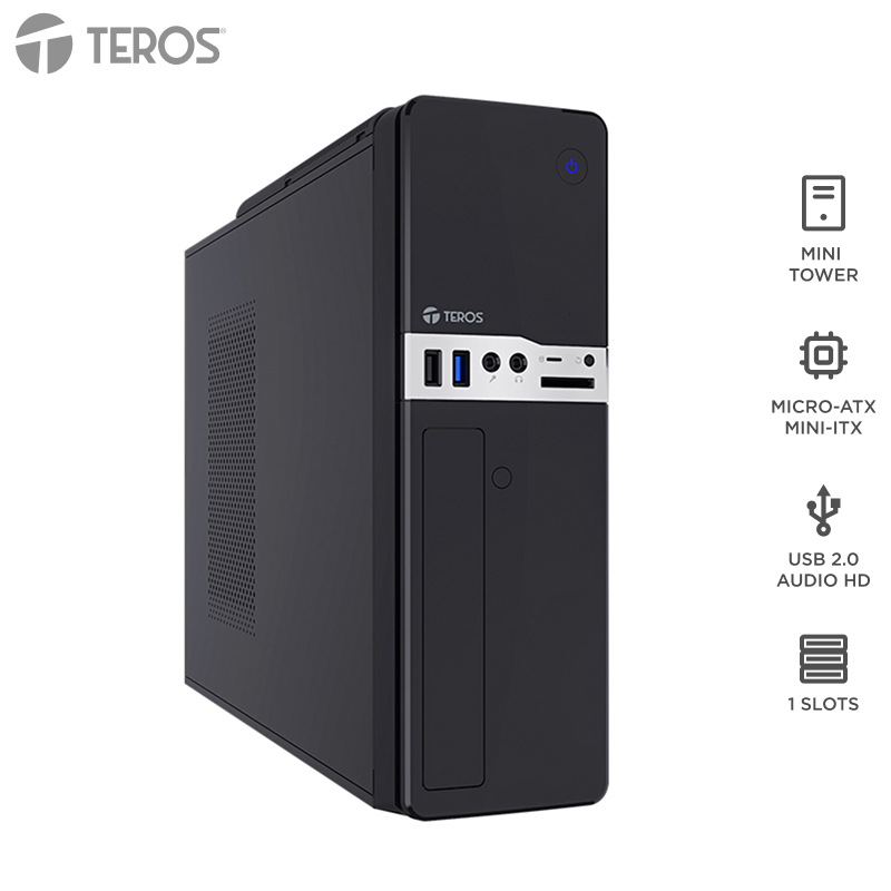 Case con fuente TEROS TE-1032S, Slim, MICRO-ATX / MINI-ITX, USB, Audio, 250W