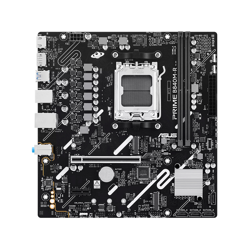 Motherboard ASUS Prime B840M-R, AMD B840, AM5, DDR5, 2 x DIMM, Ethernet 1Gb, mATX