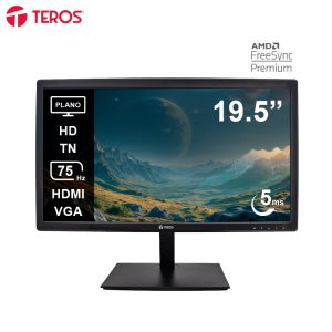 Monitor plano TEROS TE-1916S, 19.5″ HD TN, 75Hz, 5ms, HDMI, VGA, Audio out, Parlantes