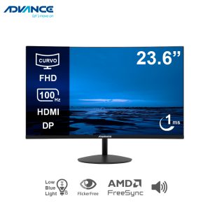 Monitor Curvo Advance ADV-2452S, 23.6″ FHD VA, 100Hz, 1ms, HDMI, DP, Parlante, Negro