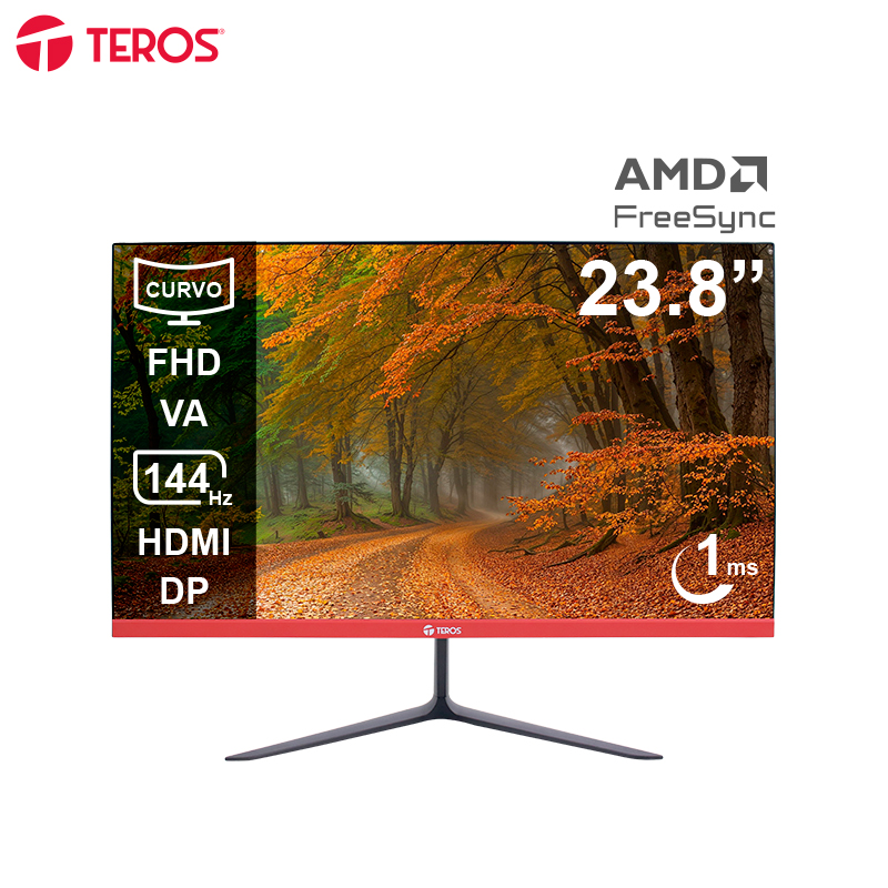 Monitor curvo TEROS TE-2403S, 23.8″ FHD VA, 144HZ, 1MS, HDMI, DP, Audio out