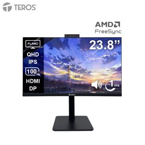 Monitor plano TEROS TE-2416CS, 23.8″ QHD IPS, 100Hz, 1ms, HDMI, DP, Cámara, Micrófono