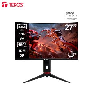 Monitor curvo gaming TEROS TE-2766G, 27″ FHD VA, 180Hz, 1ms, HDMI, DP, Audio out