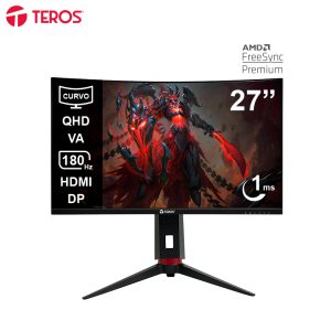 Monitor curvo gaming TEROS TE-2767G 27″, QHD VA, 180Hz, 1ms, HDMI, DP, Audio out