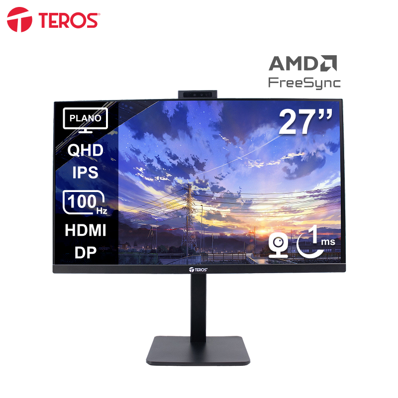 Monitor plano TEROS TE-2715CS, 27″ QHD IPS, 100Hz, 1ms, HDMI, DP, Audio out, Parlantes