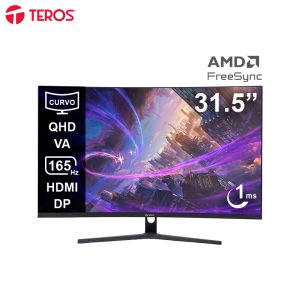 Monitor curvo gaming TEROS TE-3217G, 31.5″ QHD VA, 165Hz, 1ms, HDMI, DP, Audio out