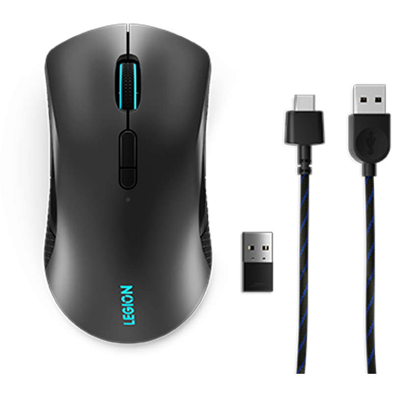 Mouse gamer inalambrico Lenovo M600 Legion, BT5.0/2.4GHz/USB 2.0/hasta 16000 DPI/RGB/Negro