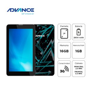 Tablet Advance Prime PR6152, 7″ 1024×600, Android 11 Go , 3G, Dual SIM, 16GB, RAM 1GB.