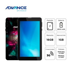 Tablet Advance Prime PR6152, 7″ 1024×600 IPS, Android 11 Go , 3G, Dual SIM, 16GB, RAM 1GB.