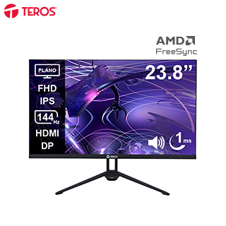 Monitor plano TEROS TE-2417S, 23.8″ FHD IPS, 144Hz, 1ms, HDMI, DP, Audio out, Parlantes
